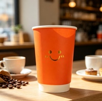 Gobelet à café en papier à double paroi isolé avec couvercle, imprimé avec un logo personnalisé, pour les boissons chaudes à emporter, café, restaurant