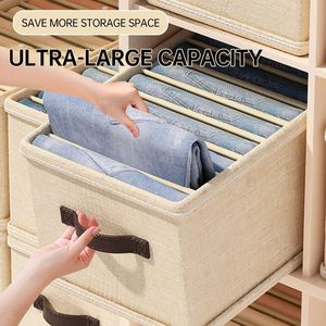 Organisateur de vêtements pour armoire domestique, boîte de rangement pliable en tissu pour jeans, organiseur de tiroir de placard, boîte de rangement de vêtements avec poignée - Product Image 5