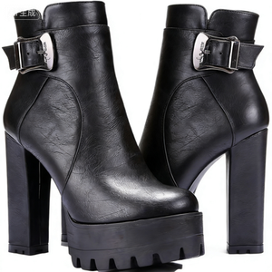 Últimos Botines de Tacón Alto con Plataforma y Cierre de Cremallera para Mujer, Estilo Occidental, Punta Puntiaguda, Zapatos de Otoño/Invierno al por Mayor - Product Image 2