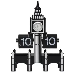 Décorations européennes de haute qualité Big Ben pour la maison bureau horloge de Table numérique page automatique tourner horloge de Table horloge à rabat