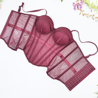 Corsé de malla transparente sexy para mujer, elegante top corto moldeador de cintura, bustier para chicas, ropa de noche, top corto, moldeador de cuerpo para mujer