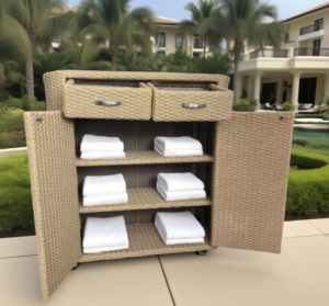 Yoshen <span class=keywords><strong>armoire</strong></span> à serviettes en plastique mobile <span class=keywords><strong>résine</strong></span> résistante à l'eau serviette de scrutin extérieure Caddy hôtel piscine stockage serviette valets - Product Image 2