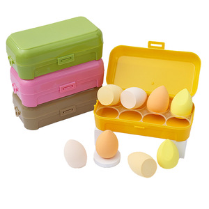Egg <b>box</b> eight grid set powder puff non-latex powder puff beauty egg makeup egg gourd water <b>drop</b> chamfered powder puff set makeup - Product Image 1