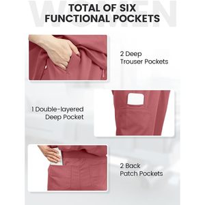 FOXA Medical Scrub Pants Women Jogger Drawstring Mid Rise Cargo Pants Hospital Uniforms Cotton Blends Knitted - Product Image 3