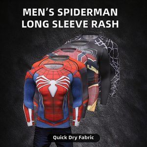 Maillot de compression anti-bactérien sublimé pour hommes, manches courtes, motif super-héros Spiderman - Product Image 2