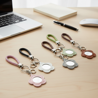 Porte-clés miroir miniature en cuir PU créatif pour le maquillage en déplacement, miroir de poche mignon, accessoire de sac à suspendre