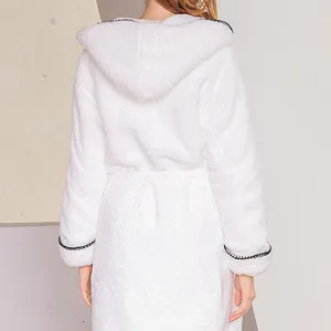 Luxus Mode Frauen Männer Polyester Fleece Baumwolle Bademantel Mit Kapuze Bademantel
