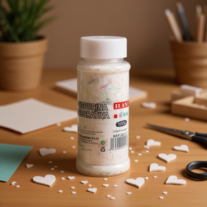 Glitter decorativo Ilan 100g bianco a forma di cuore per lavori artigianali - Product Image 3