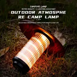 Linterna de Camping portátil para exteriores, Luz Retro para acampada, lámpara de emergencia recargable por Usb, luz Led de ambiente para acampada