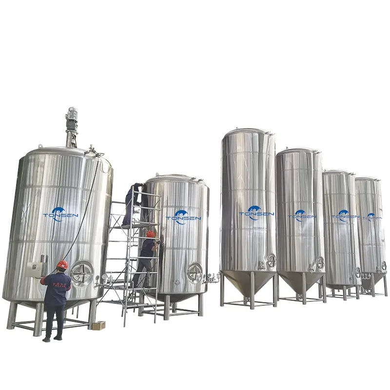 Fermentador Tonsen 20T CCT, tanque de fermentación de alta capacidad de 2000L con bomba, recipiente a presión PLC para procesamiento de alcohol