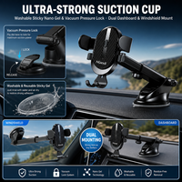 Support de téléphone portable pour voiture à ventouse pour pare-brise et tableau de bord, fixation rapide à une touche, maintien stable, vente en gros
