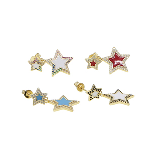 Pendiente de estrella de colores, pendientes de estrellas colgantes con esmalte colorido, rojo, negro, blanco, arcoíris, regalo de Navidad, promoción - Product Image 6