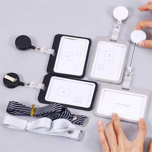 Plastic Vertical Horizontal <b>ID</b> Card <b>Holder</b> Retractable Badge Reel Neck <b>Lanyard</b> Water-Resistant Scratch-Resistant Custom Logo - Product Image 1