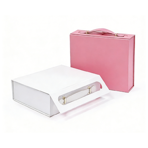Custom Pink Rigid <b>Box</b> With Handle Hot Stamping Logo Gift Craft Packaging - Product Image 3