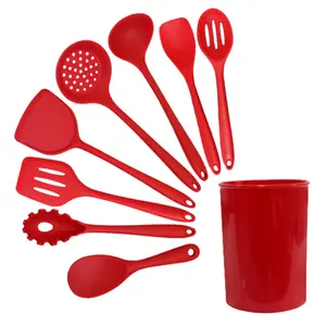 Set 8 pezzi di zuppa di Silicone cucchiai spatole Non Stick pentole per alimenti resistente alle alte Temperature in Silicone utensili da cucina
