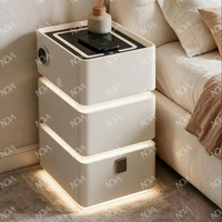 Table de chevet intelligente moderne avec chargeur USB et sans fil, haut-parleur Bluetooth, lumière à capteur pour villa