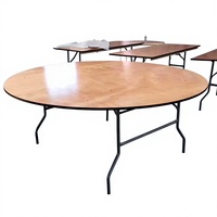 Table de banquet ronde pliante en bambou blanc pour usage hôtelier ; structure métallique au design moderne - Vente en gros directe d'usine