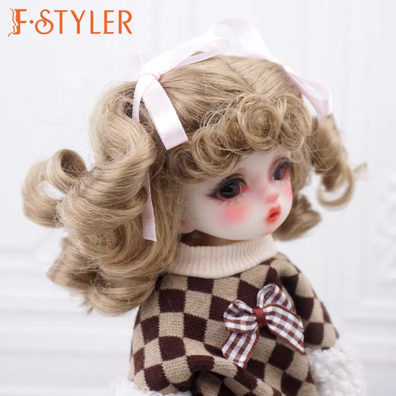 Fstyler Pop Haar Krullen Golf Accessoires Fabriek Groothandel Bulk Verkoop Maatwerk Voor 1/4 1/6 Synthetische Mohair Bjd Pruiken