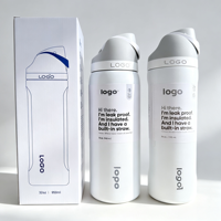 Bouteille d'eau isotherme sous vide en acier inoxydable de 24 oz sans BPA avec paille intégrée, personnalisable avec logo Owala, idéale pour les cadeaux d'entreprise