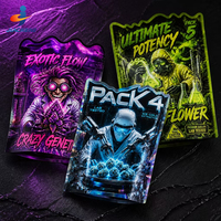 Sachets Mylar découpés sur mesure imprimés, 3,5g, anti-odeur, refermables, à fond plat, pour emballage de fleurs exotiques, bonbons et produits comestibles