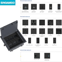 SINOAMIGO OEM&ODM Enchufe de suelo empotrado oculto negro mate de acero inoxidable, caja de suelo eléctrica reemplazable para UE, Reino Unido, UN, AU