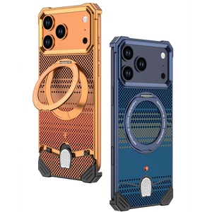 New Carbon Fiber Texture Aluminum Metal <b>Phone</b> Case for iPhone 17 Pro Max With 360 Magnetic <b>Ring</b> Stand Frameless Protective Cover - Product Image 1