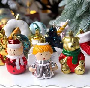 Nouvel ensemble de 72 boules décoratives électroplaquées en forme spéciale, peintes, de 3 à 6 cm, pour la décoration de Noël - Product Image 5