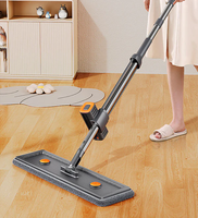 Système de nettoyage de sols Joybos avec serpillière en microfibre, seau pliable à roulettes, 6 têtes de serpillière réutilisables en acier et lavables