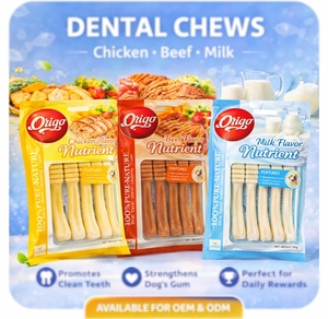 High Protein Chicken Beef Milk Flavor Dental Chew <b>Treats</b> | Teeth Cleaning Pet Snacks, Fresh Breath, Grain Free, OEM Bulk - Product Image 1