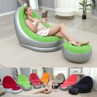 Canapé gonflable de loisirs pour le camping en plein air, PVC floqué avec repose-pieds, coussin doux, support stable, canapé facile à gonfler