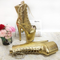 Botine Femme 20CM Pole Dance Bottes Sexy Dames D'été Peep Toe Talons Sandales avec Boucle Plate-Forme Talons Donna Scarpe