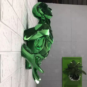 Escultura Moderna de Busto Masculino en Resina 3D, Color Verde Cromo, para Decoración de Paredes Interiores de Hogar o <span class=keywords><strong>Restaurante</strong></span> - Product Image 4