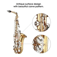 HUASHENG – Saxophone Alto Eb Be E, plat, Construction en laiton massif, couleurs dorées, Saxophone Alto avec sangles d'embout buccal