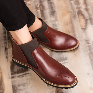 2026 New Style Men's Comfortable Mid & High <b>Top</b> Casual Leather Shoes Breathable British Retro Formal Fashion Shoes - Product Image 4