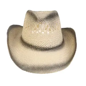 Cappelli da cowboy dipinti di paglia messicana da uomo fedora di paglia di carta all'ingrosso