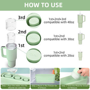 Bac à glaçons en silicone personnalisé en forme de <span class=keywords><strong>triangle</strong></span> avec 3 cylindres creux pour gobelet Stanley - Product Image 4