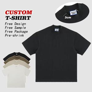 T-shirt da uomo 100% cotone 280gsm personalizzata con collo a costine, vestibilità oversize, effetto distressed e lavaggio acido per un <span class=keywords><strong>look</strong></span> ampio - Product Image 2