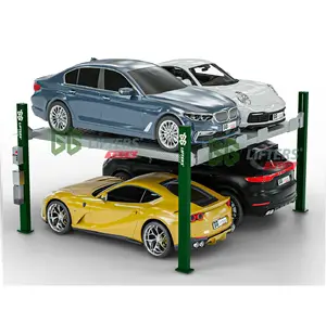 Vehicles storage system 4 post parking lift double wide twin parker equipment automatic hydraulic car parking lift double deck