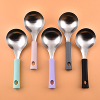Offre Spéciale haute qualité vaisselle coréenne métal 304 riz cuillère de service tête ronde plat riz cuillère coréen riz cuillère
