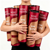 Boîte cylindrique en métal recyclable avec couvercle, tube à vin, emballage cadeau de luxe pour vin rouge, champagne, whisky, spiritueux, tubes en papier