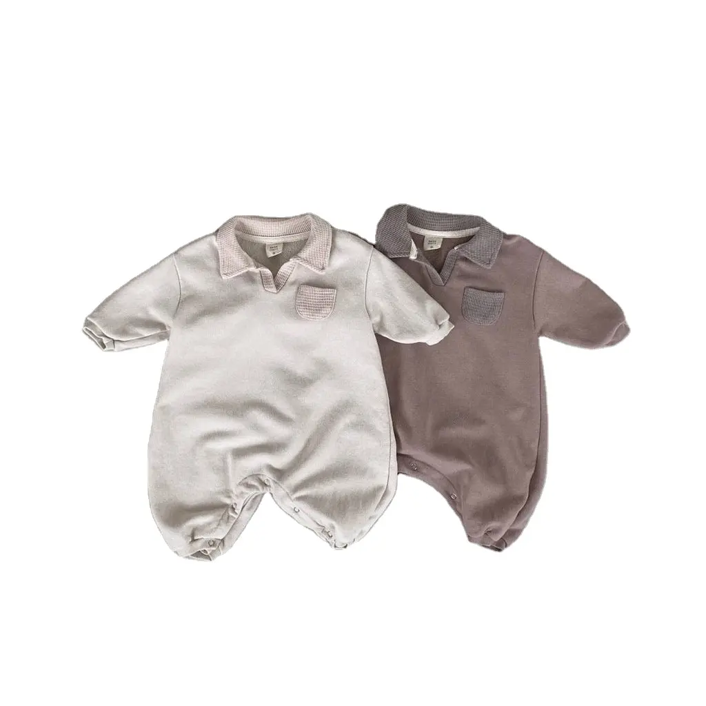 Benutzer definiertes Muster Baby Waffel Kragen Jumps uit 3-18m Beige Neugeborenen Baby Waffel Stram pler (alt) Baby wächst 100 Baumwolle Bodysuit Stram pler