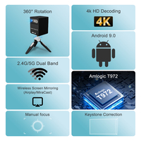 DLP Projector Android 9.0 WiFi 2.4G/5G 4K Decode Smart Portable Video Projector with Touch Panel Airplay Miracast Home Theater