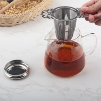 Infuseur de passoire à thé à poignées professionnelles à double aile avec plateau d'égouttement suspendu aux tasses de théières