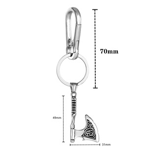 Viking Axe <b>Keychain</b> Stainless Steel Engraved Pendant Metal Keyring Gift Accessory Unisex - Product Image 2