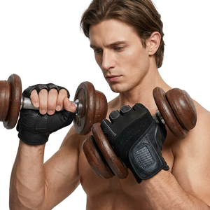 Gants de musculation en cuir sur mesure avec support de poignet, demi-doigts, antidérapants, à compression, pour l'entraînement en salle de sport - Product Image 1