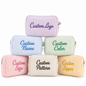 Wholesale Customize <b>Make</b> <b>Up</b> Toiletry Bag Custom Embroidered Logo Canvas Makeup Bag Travel Storage <b>Pouch</b> Cosmetic Bag - Product Image 1