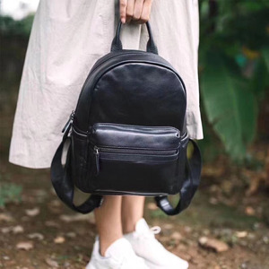 <b>Small</b> Genuine <b>Leather</b> <b>Backpack</b> For Women Lightweight Summer 2024 Everyday Use With Zipper Closure And Interior Pocket - Product Image 2
