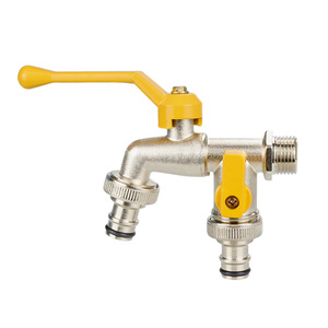 Robinet d'extérieur Tangke en alliage de zinc, épaissi, à connexion rapide, à double sortie (un entrée, deux sorties), pour usage domestique en extérieur - Product Image 1