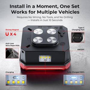 Kit d'éclairage magnétique sans fil 12V pour remorque, feux arrière LED rechargeables avec clignotants et feux stop pour remorquage de camions, camping-cars, bateaux et caravanes - Product Image 3