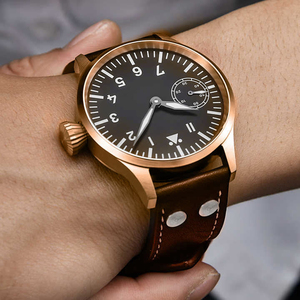 Reloj Deportivo Mecánico Manual Corgeut de 44 mm con Esfera Negra y Bronce para Hombre, Cristal de Zafiro Negro de 44 mm, Correa de Cuero Personalizada - Product Image 3